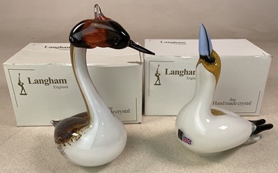 Lot 171 - LANGHAM GLASS; two models of various bird...