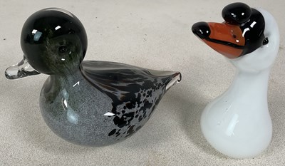 Lot 172 - LANGHAM GLASS; two models of various bird...