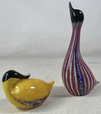 Lot 173 - LANGHAM GLASS; two models of various bird...