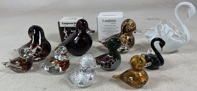 Lot 174 - LANGHAM GLASS; ten models of various bird...