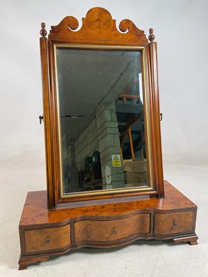 Lot 684 - Walnut table top Mirror; with three small...
