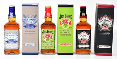 Lot 295 - JACK DANIELS; three boxed bottles of No. 7...