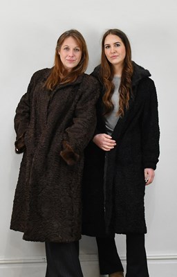 Lot 1364 - A black Persian lamb full-length coat with...