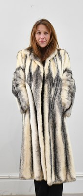 Lot 1339 - A black and cream sage mink full-length coat,...