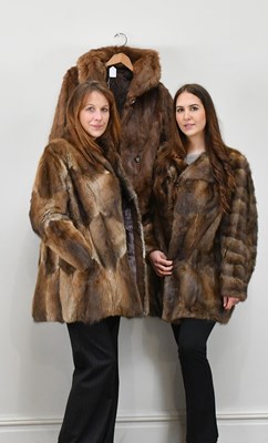 Lot 1342 - Three short musquash mink fur jackets (3).