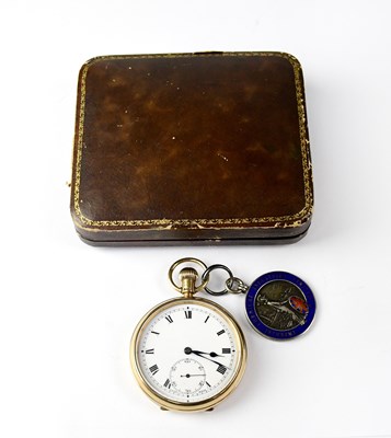 Lot 1081 - A 9ct yellow gold open face pocket watch, the...