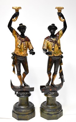 Lot 70 - A pair of 19th century carved partial gilt and...