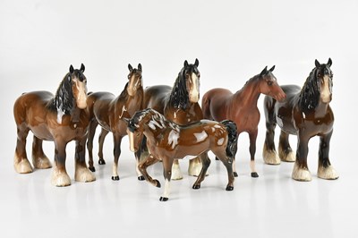 Lot 1417 - BESWICK; five models of horses and a Royal...