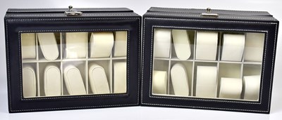 Lot 887 - Two matching watch display boxes, with clear...