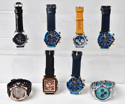Lot 906 - LIGE; eight gentlemen's wristwatches in...