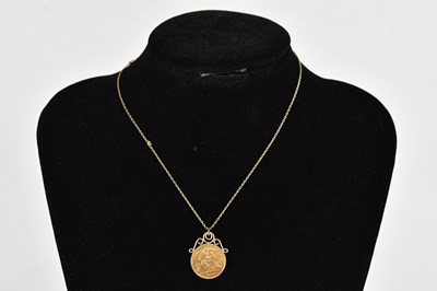 Lot 327 - A George V half sovereign, 1912, suspended on...