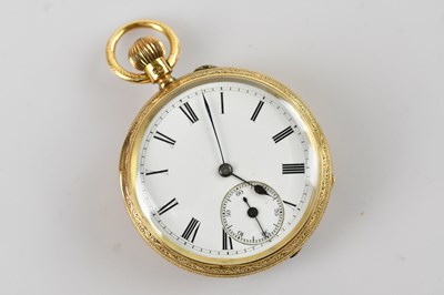 Lot 1133 - An 18ct yellow gold crown wind open faced fob...