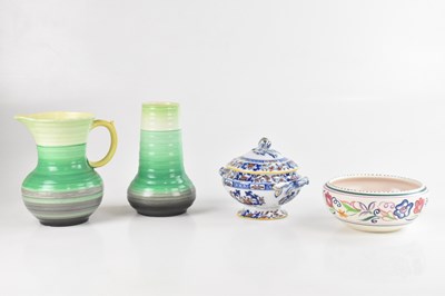 Lot 1255 - SHELLEY; a Harmony Ware vase and matching...