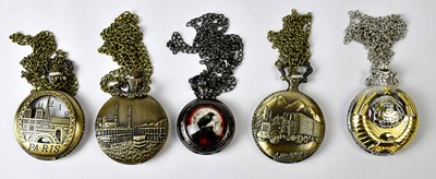 Lot 877 - A collection of five modern pocket watches,...
