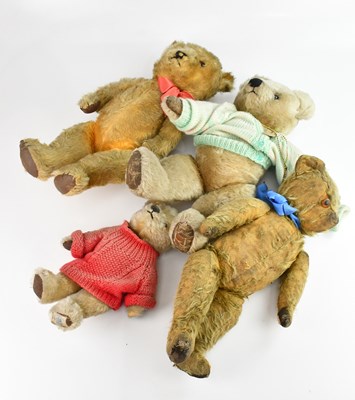 Lot 1638 - A collection of four teddy bears, one with...