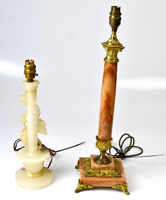 Lot 88 - Two table lamps, one marble example with gilt...