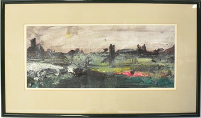 Lot 416 - UNATTRIBUTED; mixed media, abstract landscape,...