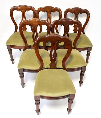 Lot 24 - A set of six Victorian mahogany balloon-back...