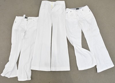 Lot 1350 - RALPH LAUREN; a pair of white cotton wide leg...