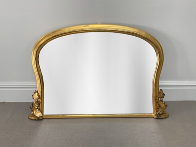 Lot 1021 - A Victorian gilt framed overmantel mirror, 80...