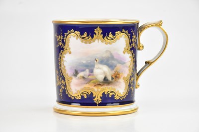 Lot 1546 - ROYAL WORCESTER; a hand-painted mug of squat...