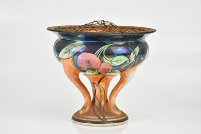 Lot 1418 - SHELLEY; a lustre posy vase and cover...