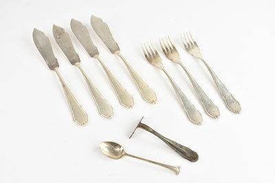 Lot 250 - WELLNER; a .90 grade silver seven piece fish...