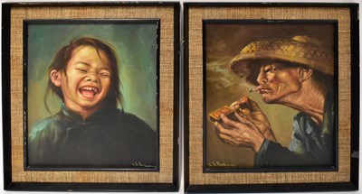 Lot 382 - CK HAR (Chinese, 20th century); a pair of oils...