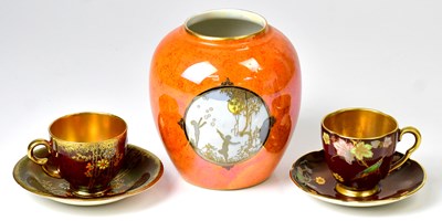 Lot 174 - A Carlton Ware Rouge Royale lustre cabinet cup...