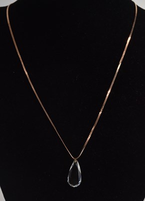 Lot 1455 - A 9ct yellow gold fine flat link necklace...