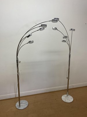 Lot 610 - A pair of modern LED five branch floor lamps...