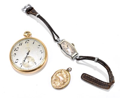 Lot 1303 - ELGIN: a gold plated open face pocket watch
