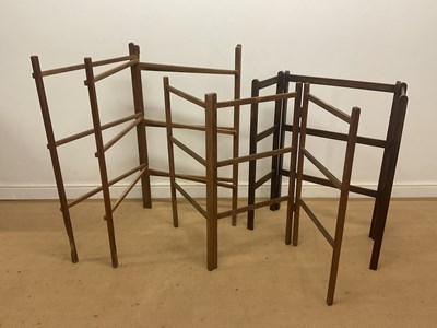 Lot 669 - Two pine folding towel rails, together with a...