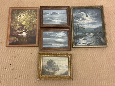 Lot 321 - UNATTRIBUTED; five various oils on board,...
