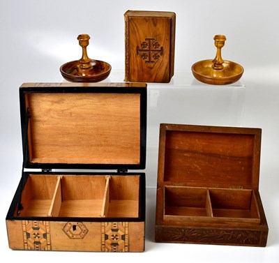 Lot 284 - Eight various wooden boxes, including an early...