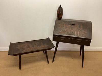 Lot 641 - A late 1950s camphor wood Oriental writing...