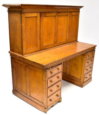Lot 44 - A Victorian pine clerk's desk, the top with...