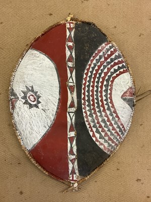 Lot 135 - A decorative Maasai hand painted leather...