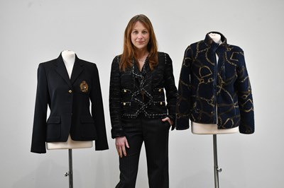 Lot 1330 - RALPH LAUREN; a black single-breasted blazer,...
