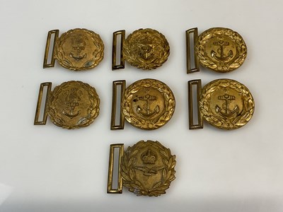 Lot 44 - Six naval maritime belt buckles featuring a...