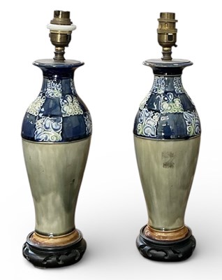Lot 596 - DOULTON LAMBETH; a pair of early 20th century...