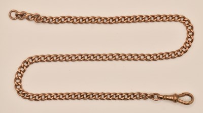 Lot 1433 - A 9ct yellow gold watch chain, length approx...