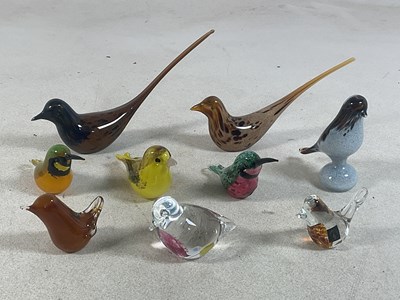 Lot 181 - LANGHAM GLASS; nine models of various bird...