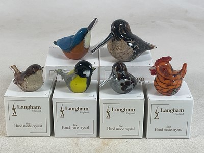 Lot 182 - LANGHAM GLASS; six models of various bird...