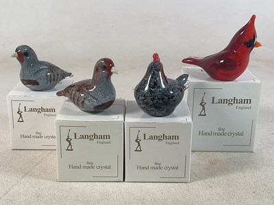 Lot 183 - LANGHAM GLASS; four models of various bird...