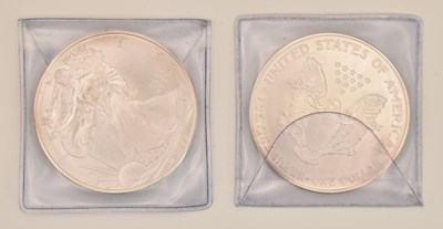 Lot 1644 - Two 1998 1oz fine silver Peace silver dollars...
