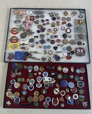 Lot 95 - A collection of enamel and other pin badges,...