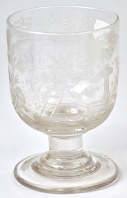 Lot 204 - A Victorian etched glass goblet, decorated...