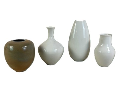 Lot 221 - KPM BERLIN; two white porcelain vases,...