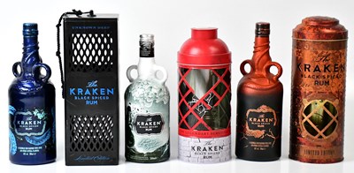 Lot 301 - KRAKEN; three limited edition bottles of Black...
